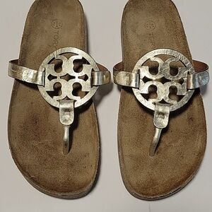 Tory Burch Silver Slide Sandals